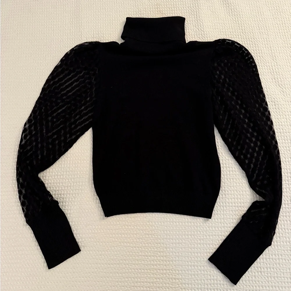 Love Tree Black Turtleneck Sweater with Sheer Sleeves - size small - Picture 2 of 5